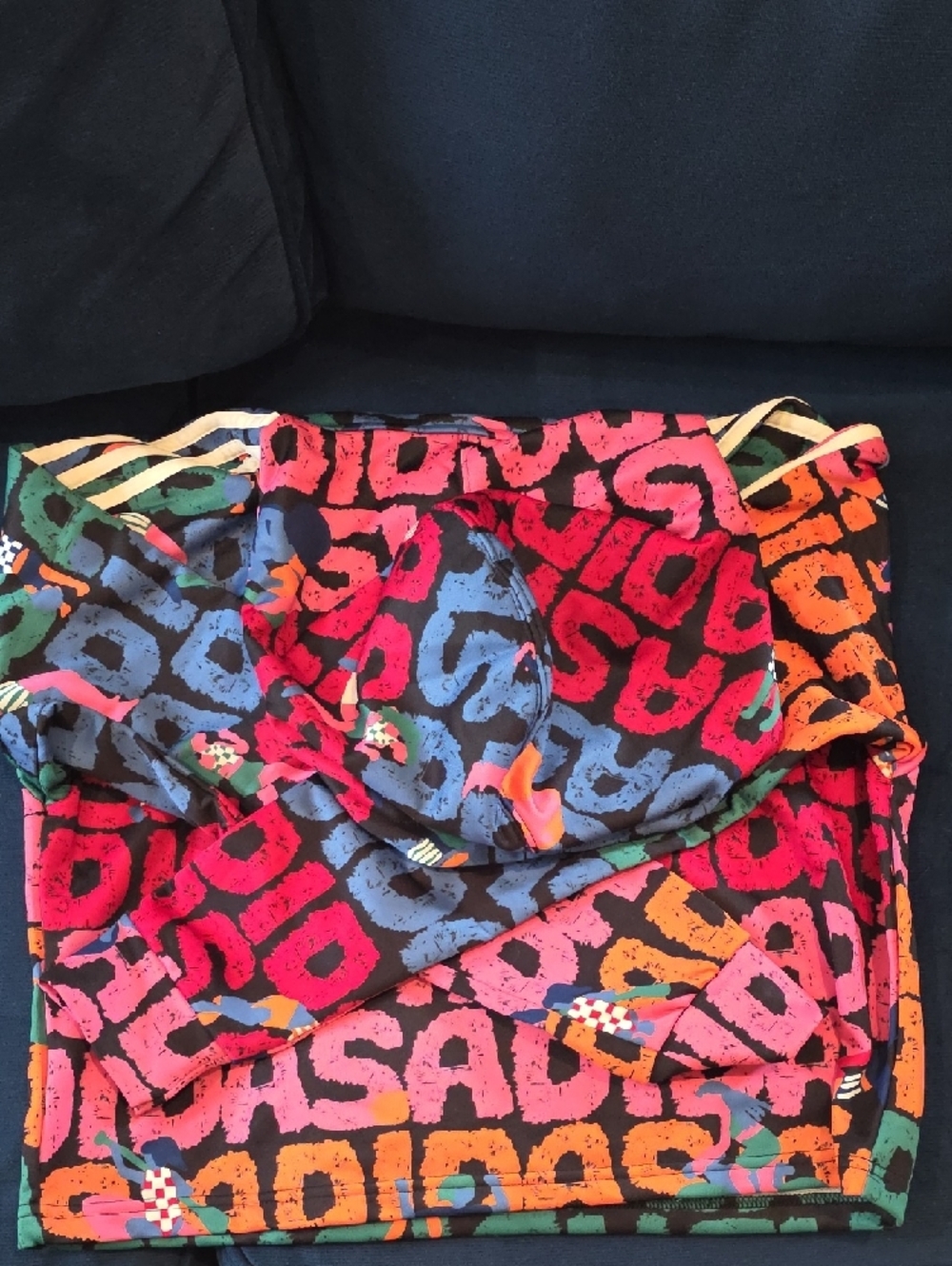 Farm Rio x Adidas Cropped Hoodie & Shorts Set – Colorful 3-Stripes (Worn Once) - Picture 4 of 5